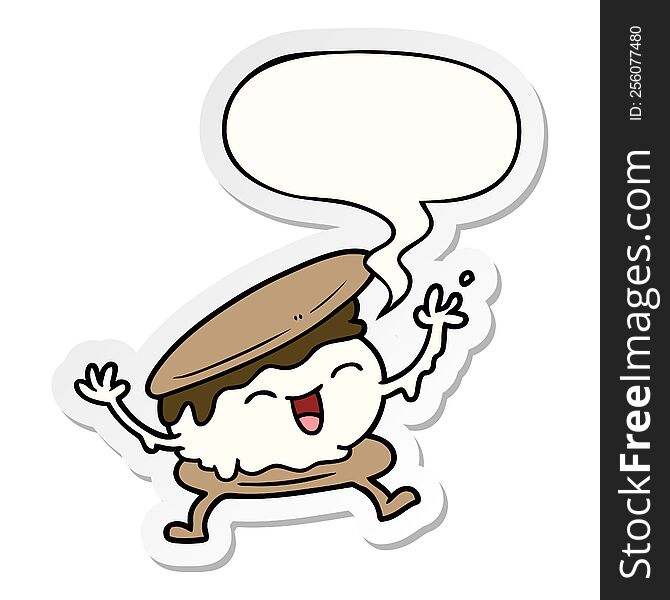 Smore Cartoon And Speech Bubble Sticker