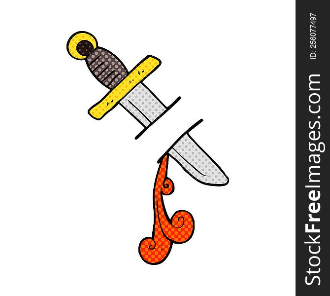 Comic Book Style Cartoon Tattoo Knife Symbol
