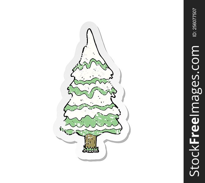 Retro Distressed Sticker Of A Cartoon Christmas Tree