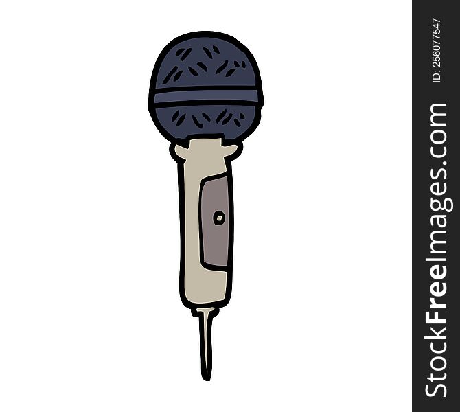 Hand Drawn Doodle Style Cartoon Microphone