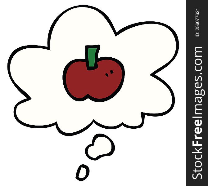 Cartoon Apple Symbol And Thought Bubble