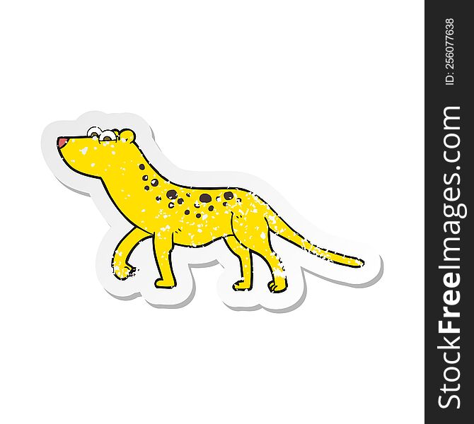 Retro Distressed Sticker Of A Cartoon Leopard