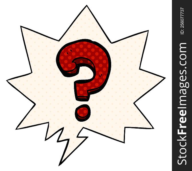 Cartoon Question Mark And Speech Bubble In Comic Book Style