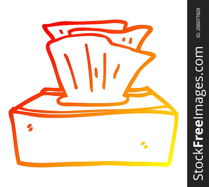 warm gradient line drawing of a cartoon box of tissues