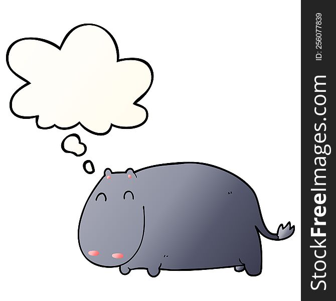 Cartoon Hippo And Thought Bubble In Smooth Gradient Style