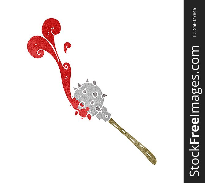 retro cartoon bloody medieval mace