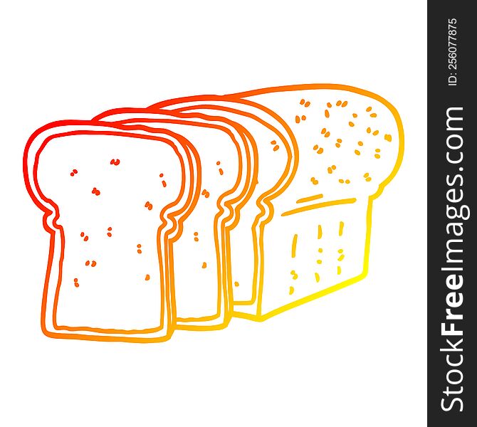 warm gradient line drawing of a cartoon sliced bread