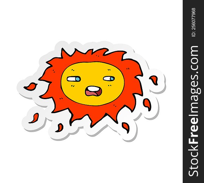sticker of a cartoon sad sun