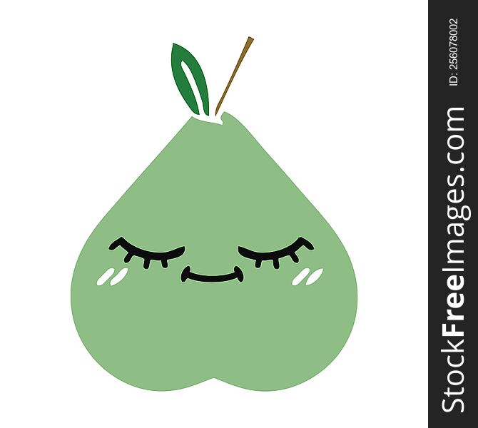 Flat Color Retro Cartoon Green Pear