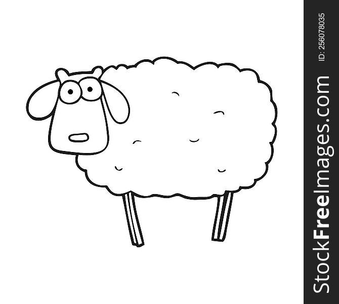 Black And White Cartoon Muddy Sheep