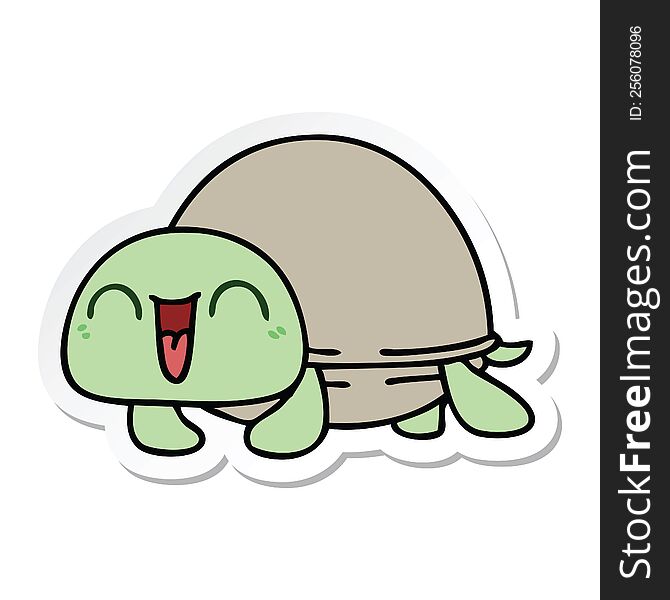 sticker of a quirky hand drawn cartoon turtle