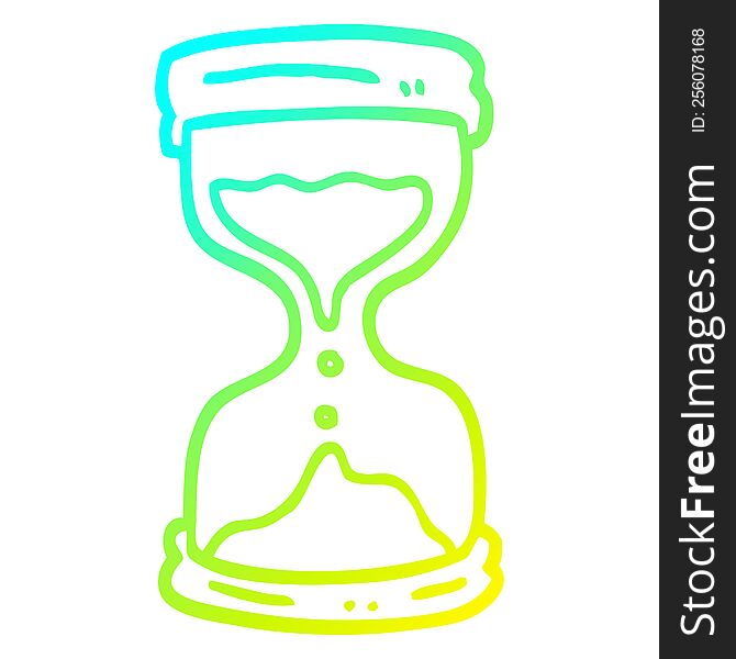 cold gradient line drawing of a cartoon hourglass