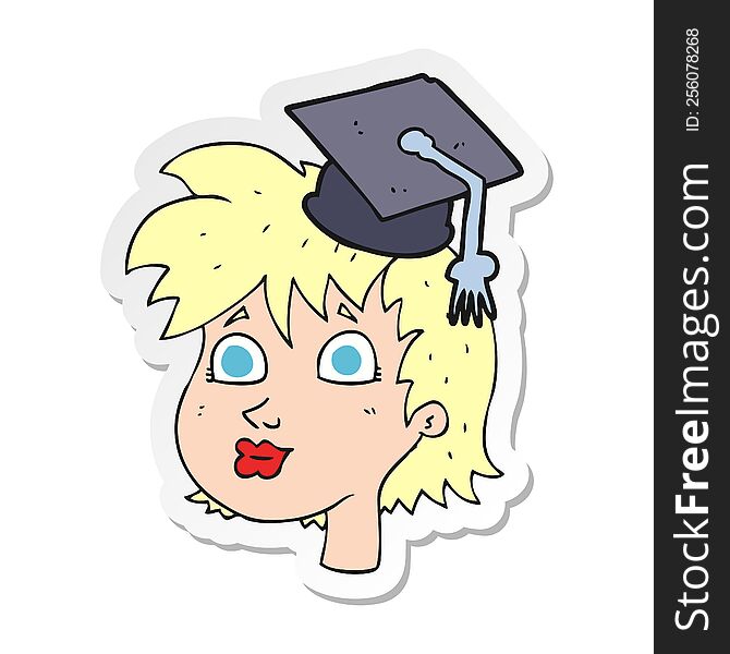 sticker of a cartoon graduate woman