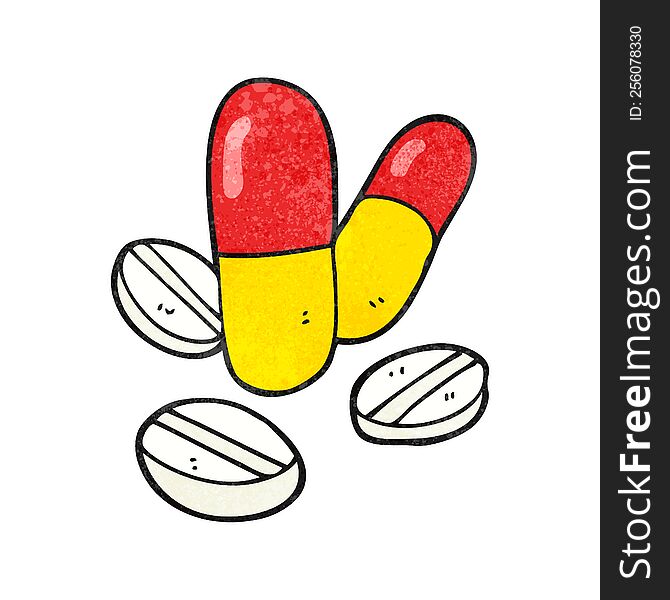 freehand textured cartoon pills