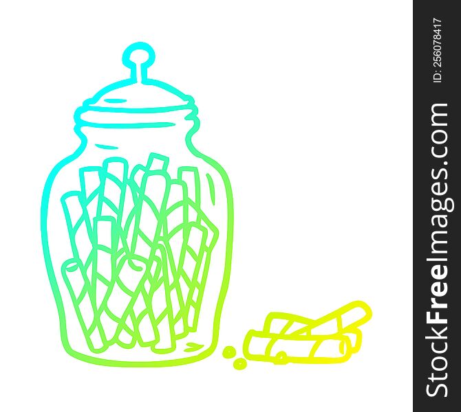 cold gradient line drawing of a traditional candy sticks in jar