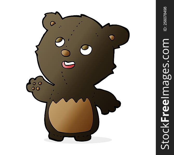 cartoon happy little teddy black bear