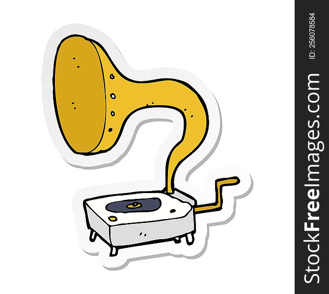 Sticker Of A Cartoon Gramophone