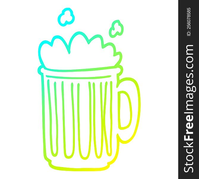 Cold Gradient Line Drawing Cartoon Tankard Of Beer