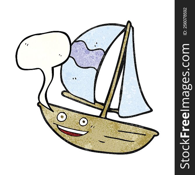 Speech Bubble Textured Cartoon Sail Ship