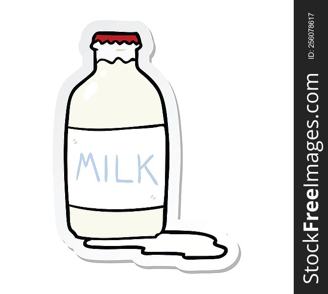 sticker of a cartoon milk bottle