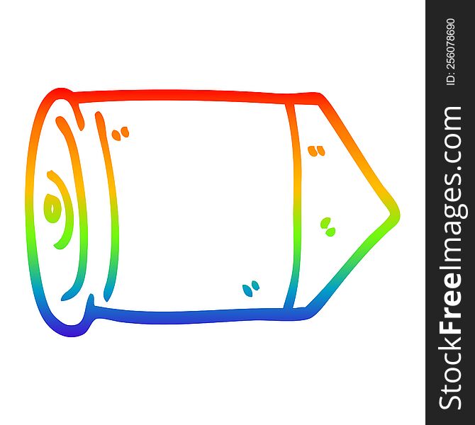 rainbow gradient line drawing of a cartoon golden bullet