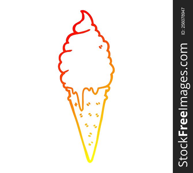 Warm Gradient Line Drawing Cartoon Ice Cream