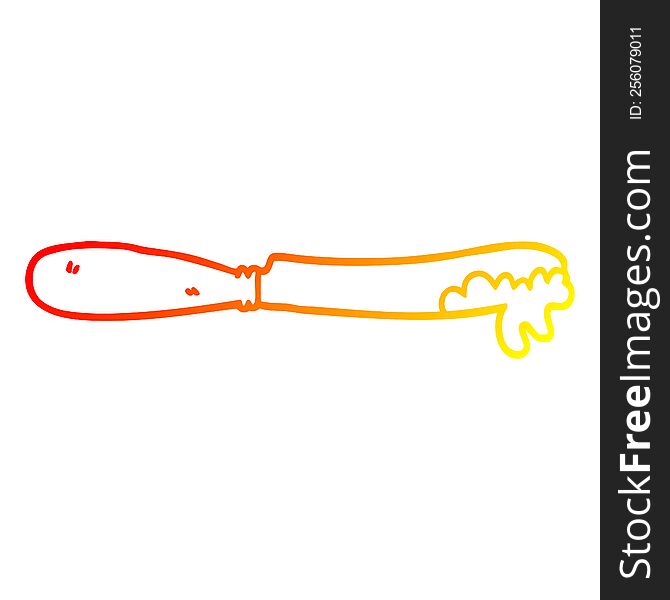 warm gradient line drawing of a cartoon butter knife