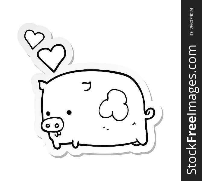 sticker of a cartoon pig in love