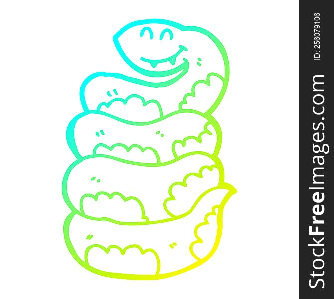 cold gradient line drawing of a cartoon snake