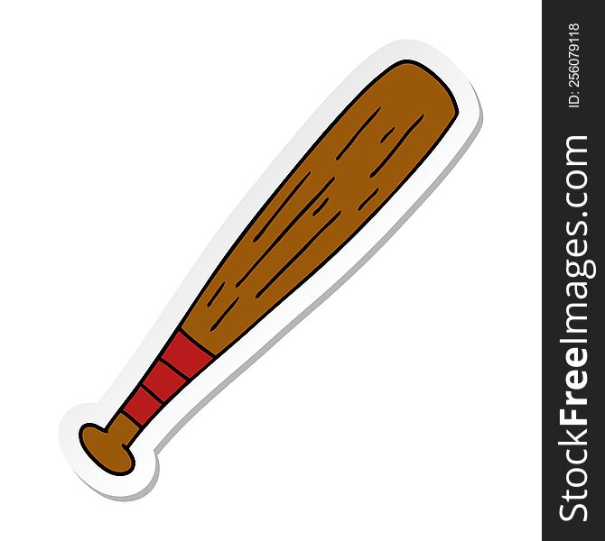 Sticker Cartoon Doodle Of A Baseball Bat