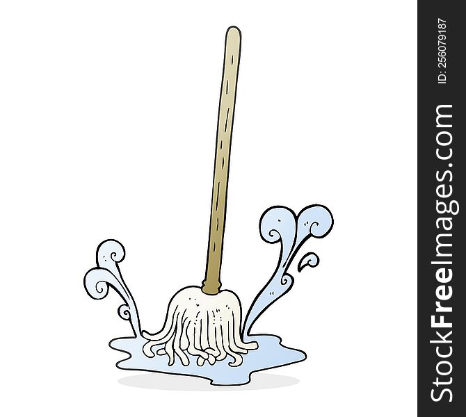 freehand drawn cartoon mop