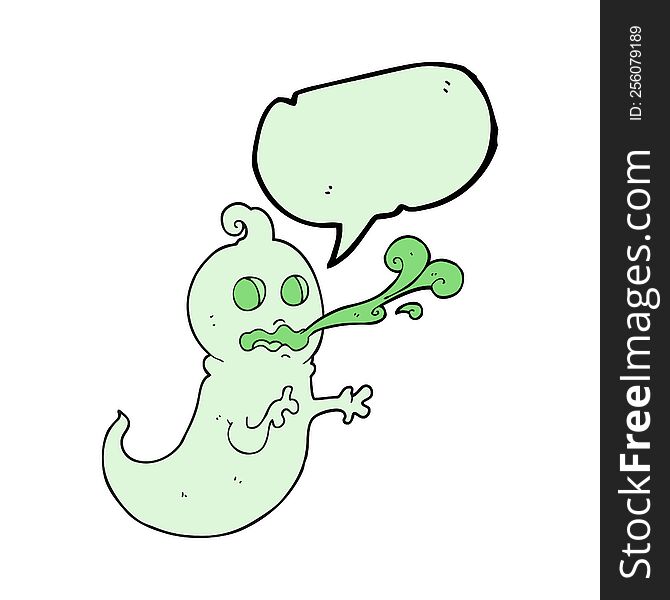 freehand drawn speech bubble cartoon slimy ghost