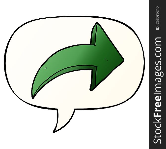 Cartoon Pointing Arrow And Speech Bubble In Smooth Gradient Style