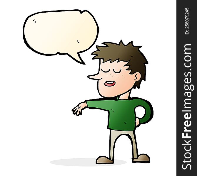 Cartoon Man Making Dismissive Gesture With Speech Bubble