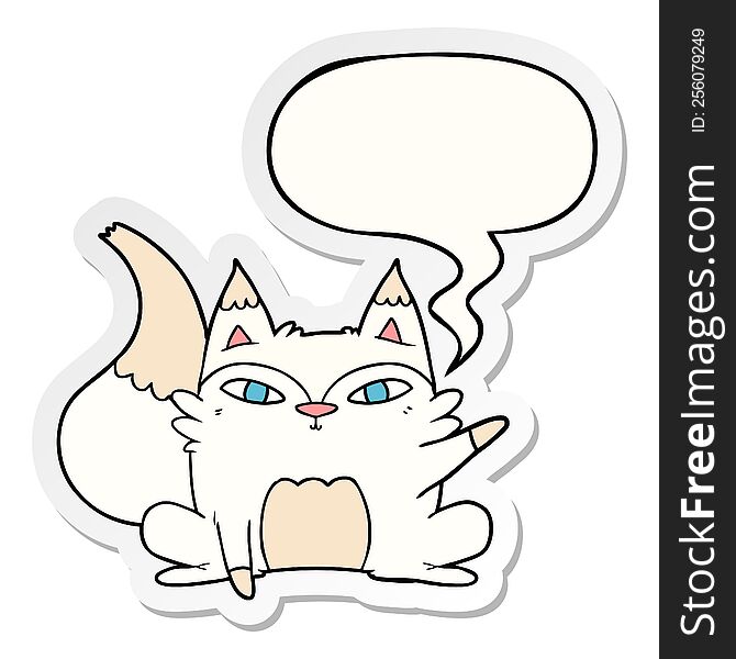 Cartoon Arctic Fox And Speech Bubble Sticker