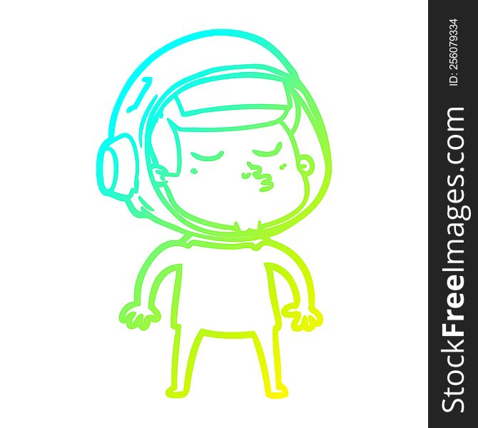 Cold Gradient Line Drawing Cartoon Confident Astronaut