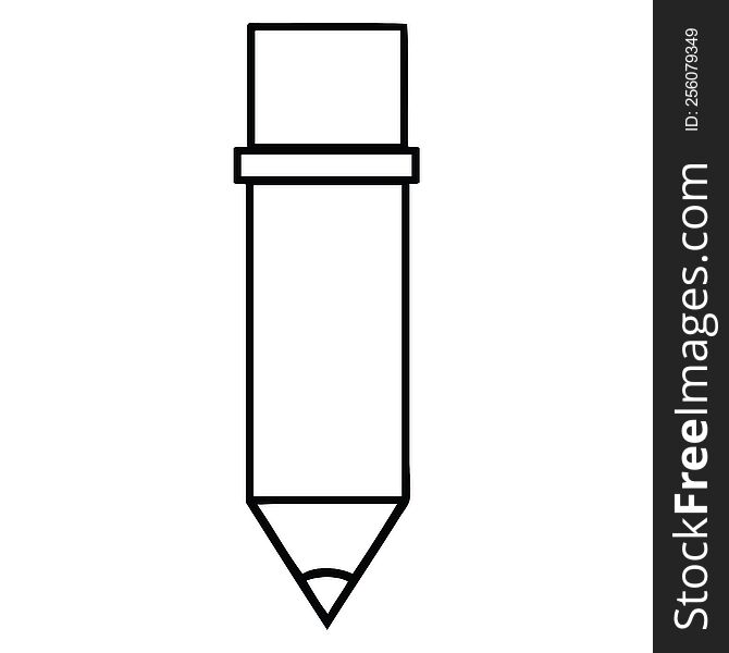 line drawing cartoon of a of a pencil