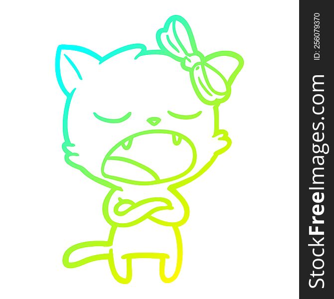 cold gradient line drawing annoyed cartoon cat