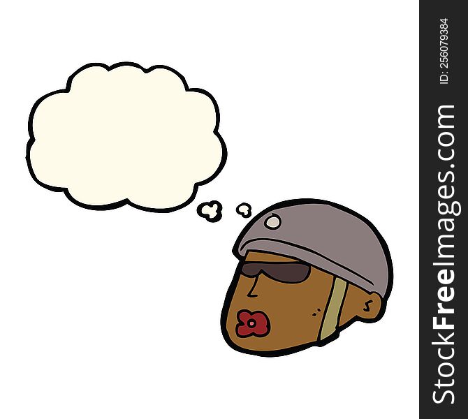 Cartoon Policeman Head With Thought Bubble