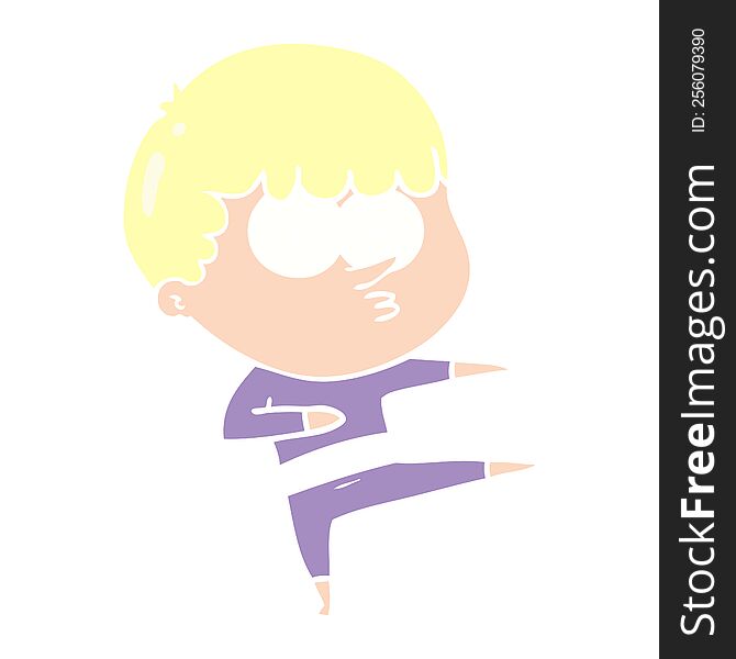 flat color style cartoon curious boy dancing