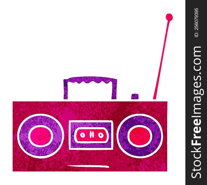 Retro Cartoon Doodle Of A Retro Cassette Player