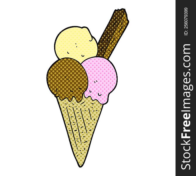 freehand drawn cartoon ice cream cone