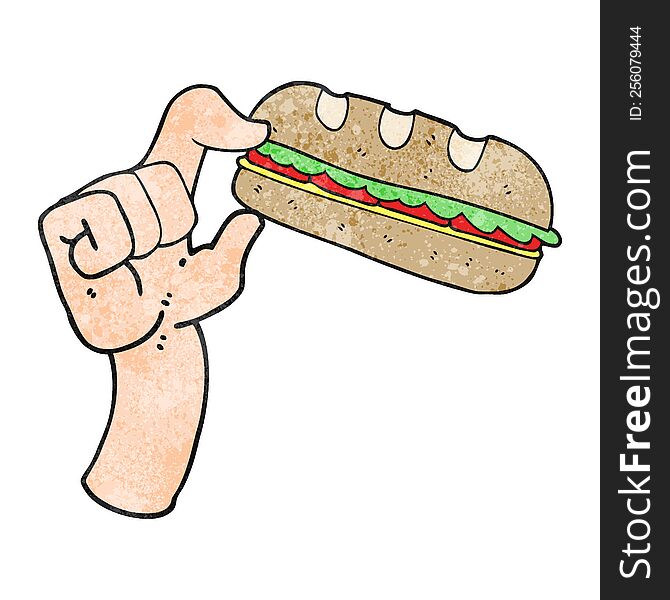 freehand textured cartoon sub sandwich