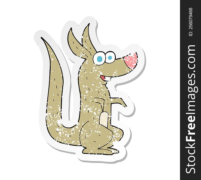 retro distressed sticker of a cartoon kangaroo