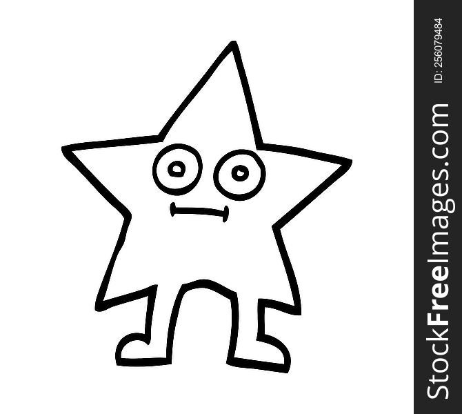 black and white cartoon star character