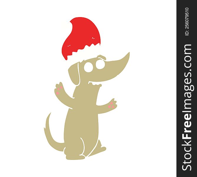 cute christmas flat color style cartoon dog