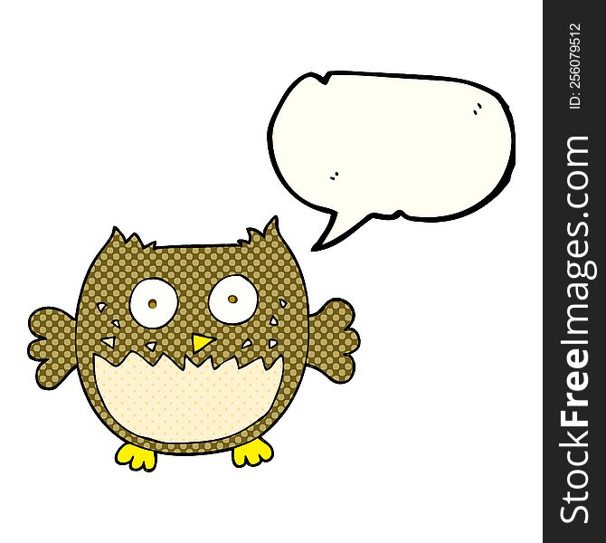 freehand drawn comic book speech bubble cartoon owl