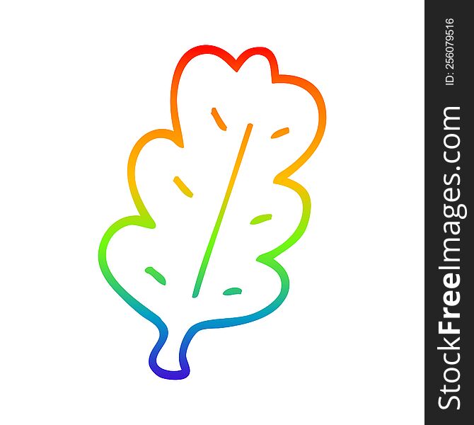 Rainbow Gradient Line Drawing Cartoon Leaf