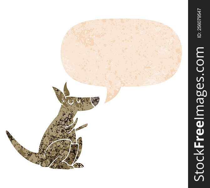 Cartoon Kangaroo And Speech Bubble In Retro Textured Style