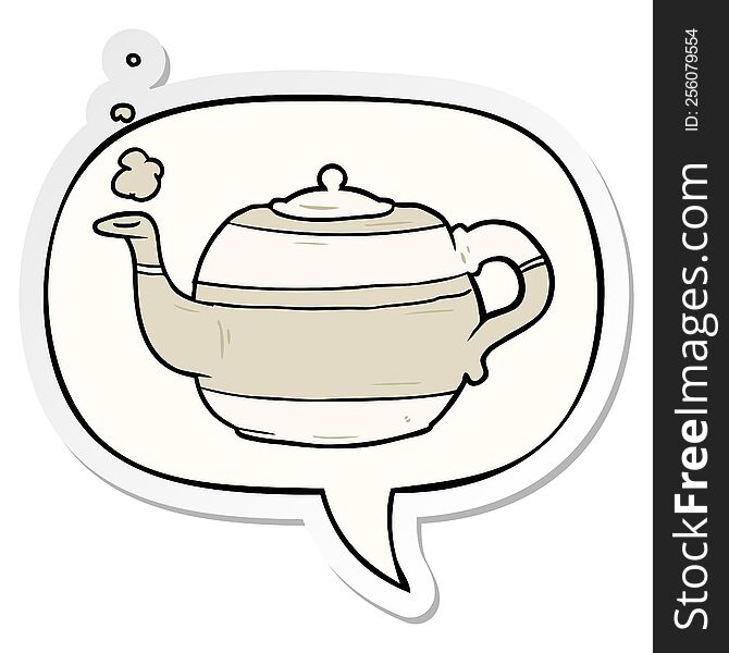 cartoon tea pot with speech bubble sticker. cartoon tea pot with speech bubble sticker